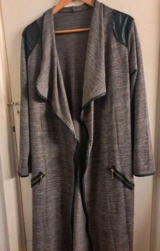 Women grey long knit open - grey,