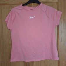 New Girls Nike Pink Tennis Top Size L 12-13. P.E Gym Running Top Wrapover Back.