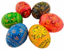 6 Wooden Ukrainian Pysanky