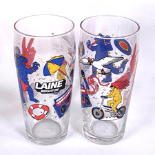 Laine Brewery Brighton 1 Pint Beer Glass x 2 Pair Festival Brew Co Decorated