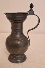 OLD PEWTER JUG WITH HINGED LID BY AZR 5"