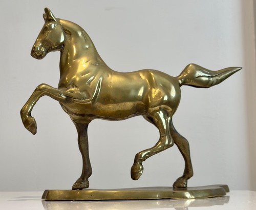 Vintage brass horse statue - brass,