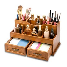 Rustic Wood Makeup Organizer