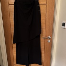 ZARA Women Side buttons Elastic Waist High-Rise Buckle Skirt Pants Size S Black