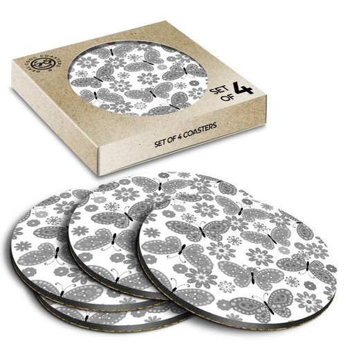 Boxed round coasters bw - boxed,
