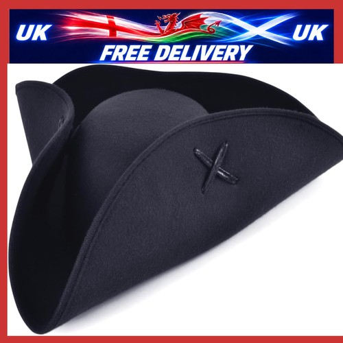 Black wool felt pirate - felt, tricorn
