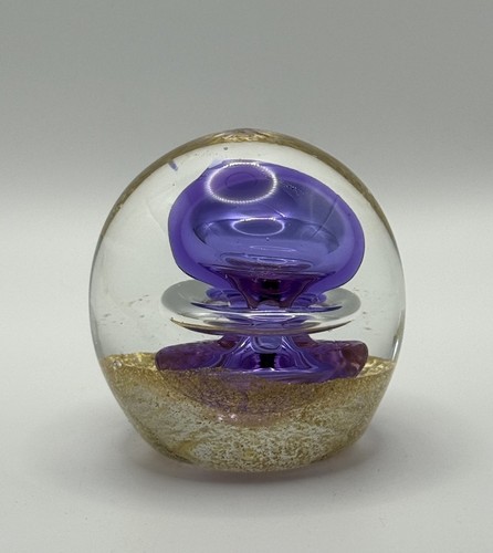 Art glass paperweight purple - glass,