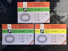 3 x RARE MOSCOW OLYMPIC 1980 TICKETS ATHLETICS COE, OVETT & WELLS GOLDS GB MINT