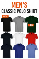 Men's Plain Polo Shirt Short Sleeve Cotton Blend Casual Tee Golf Top S-5XL New