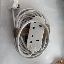 2 Gang Way UK Mains Plug Power Extension Lead Cable Electricity Cord  2 meter 