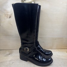 Clarks Nessa Clare Knee High Boots Women's Size 3 Wide Leg Black Patent Leather