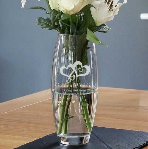 Personalised glass flower vase - personalised,