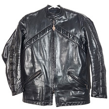 Vtg Bates California Leather Cafe Racer Biker Jacket Men 40 Black Moto Liner USA