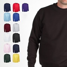 Mens Classic Crew Neck Pullover Sweatshirt - SPORT CASUAL LEISURE PLAIN SWEATER