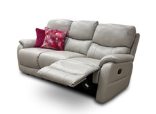 Fabb 'Evelyn' 3 Seater Sofa Lead Grey Leather Manual Recliner High Back Comfort