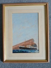 Framed Capsized Giant Ship Painting With Small Dutch Vessel L. 31 cm x H. 40 cm