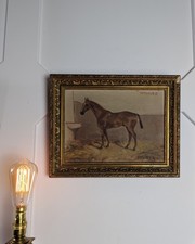 Race Horse, “Matches II” Portrait - Oil On Canvas By F. Walker – (C.1910)