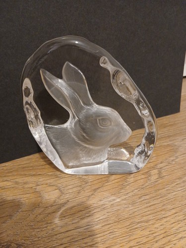 Glass hare rabbit paperweight - hare,