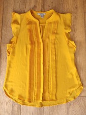 H&M Conscious Collection size 40 (12 14) sleeveless blouse yellow ruffled