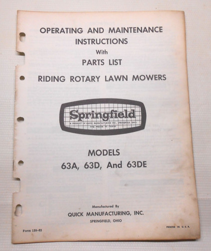 Vintage springfield lawn mower - springfield,