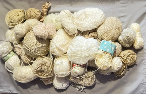 Knitting wool job lot - knitting, cream