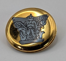 Piero Fornasetti Milano Porcelain Gold Brooch Greek / Roman Architecture