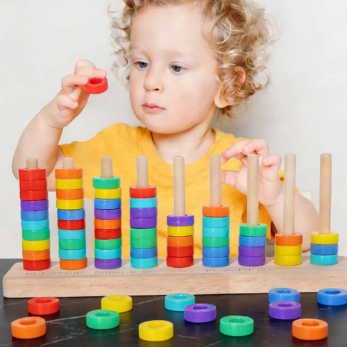 Wooden color sorting stacking - color,