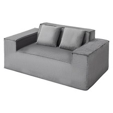 VEVOR Loveseat Sofa 63 in 2-Seats Small Corduroy Couch No Assembly Required Gray