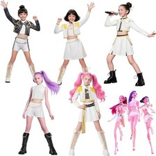 Kids Girls K- Demon Hunters Costume Rumi Mira Zoey Cosplay Fancy Dress Outfit UK