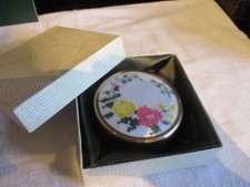 Framecraft Trinket Pot  with Cross Stitch Flower  Insert
