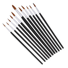 12x Paint Brush Set Fine Tip Artist Acrylic Watercolour Oil Canvas Detail