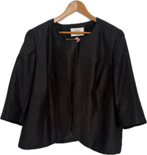 Ladies Jacques Vert Jacket Size 24 Black 3/4 Sleeves Open Front BNWOT