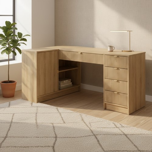 Corner desk tireno grooved - desk,