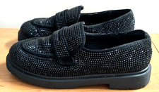 River Island Chunky Loafer Shoes Black  Diamante Size 4 Ladies Womens