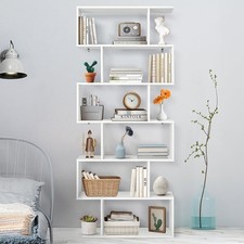 6 Shelf White S-Shaped Wooden