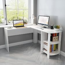 Mondeer L-shaped Computer Desk Corner Table Workstation Office Study White