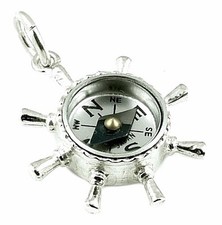 Sterling silver ship wheel - silver,
