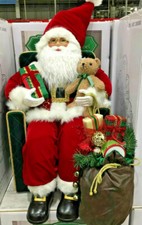 Large 31" Traditional Red Velvet Sitting Santa in Chair Father Christmas **NEW**