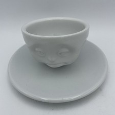 Tassen 58 Products White Porcelain Sad Coffee Cup & Saucer Emotion Face W: 13cm