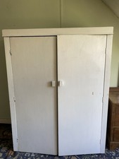 Shabby Chic 2 door White Double Wooden Wardrobe with shelves