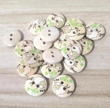 10 x Round Wood Buttons, 15mm