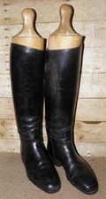 Cavallo Black Leather Equestrian Long Riding Boots & Wooden Trees - UK Size 8