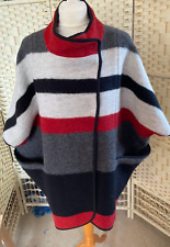 MONSOON WOOL BLEND STRIPE JACKET PONCHO CAPE Bat sleeves, loose, fleecy M SAN