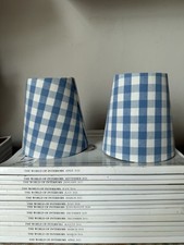 Laura Ashley Gingham Shades Clip On Candle Shades Blue Small 13cm