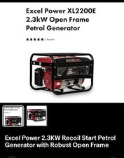 Petrol Generator Excel Power XL2200E 2.3kW Open Frame