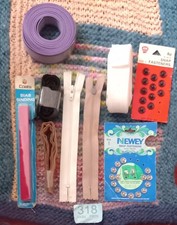 Selection Of Sewing / Haberdashery Items. Bias Binding, Zips, Elastic, Etc