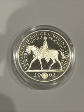 2002 SILVER PROOF  QUEEN ELIZABETH II GOLDEN JUBILEE 5 FIVE POUND COIN