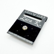 Vintage Lara K Made With Swarovski Crystals Tie Pin Badge Lapel Metal Gold Tone