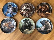 Franklin Mint National Wildlife Set Of 6 Porcelain Big Cats Plates 8" Limited Ed