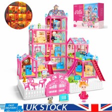 Mini Dollhouse Children DIY Toy Wooden Doll House Furniture W/ LED For Kids Gift